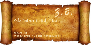 Zámbori Béke névjegykártya